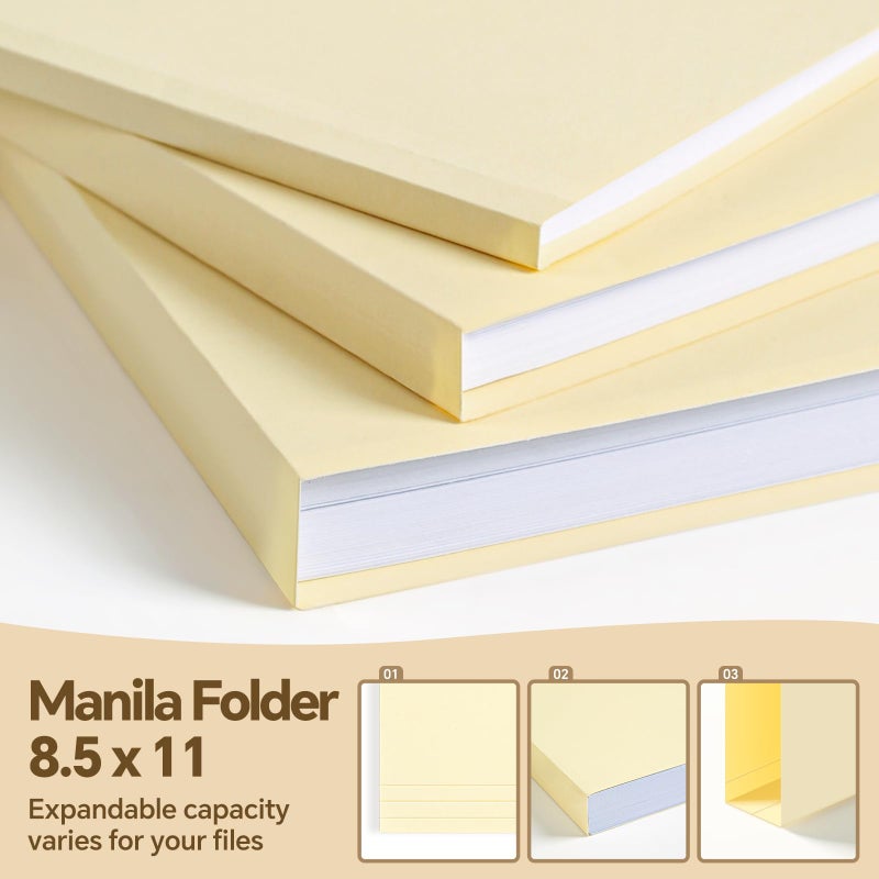 BiuLeon File Folders,50 Pack Manilla Folders 8.5x11,1/3 Cut Tabs Manila File Folders Letter Size for Easy Labeling and Organization,Vanilla Folders Great for Documents Home School Classroom Office Supplies - Image 4